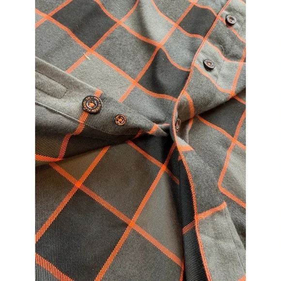 Dixxon Flannel Heritage Shirt Mens 2X Black Orange Plaid XXL D-Tech Long Sleeve - Picture 8 of 12